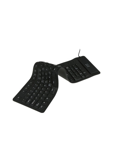 Carrier 108 Tuş Usb Silikon Esnek Katlanabilir Klavye Siyah