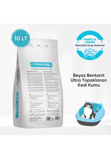 Foodline Marsilya Sabunu Kokulu İnce Taneli Bentonit Topaklaşan Kedi Kumu 10 L