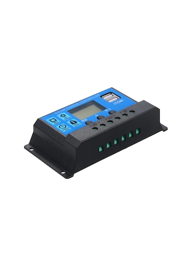 Moveevo 12v/24v Otomatik Uyumlu 10a Güneş Enerji Kontrolörü, 5v 2.5a Usb Çıkışı, Akü Şarj Yöneticisi Mavi