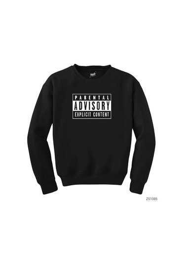Parental Advisory Siyah Siyah Sweatshirt Siyah