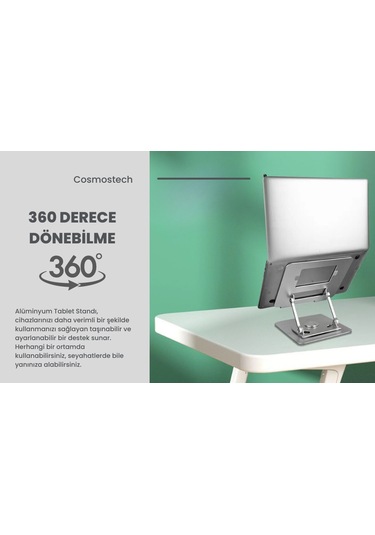 Cosmostech Masaüstü Tablet Pc Standı 360 Ayarlı Alüminyum Alaşım