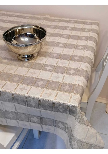 Desenli Silinebilir Masa Örtüsü Gri