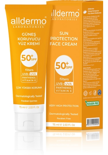 Alldermo Güneş Koruyucu Yüz Kremi Spf 50+ 75 ML