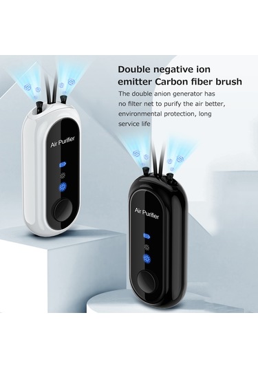 Yifomall Siyah Boyun Bağlı Mini Hava Temizleyici, İyonlu Teknolojiyle Hızlı Temizleme, Ayarlanabilir Modlar, Taşınabilir Tasarım Siyah