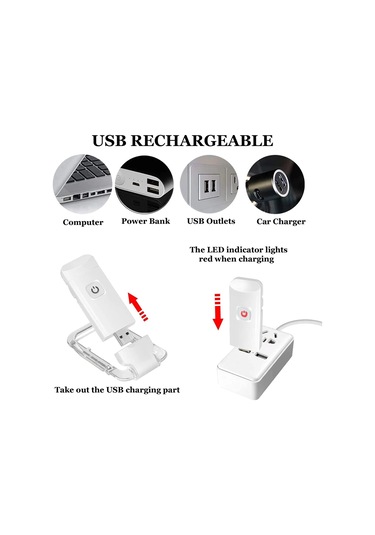 Usb Şarj Edilebilir Kitap Okuma Led Işıkları Parlaklık Beyaz