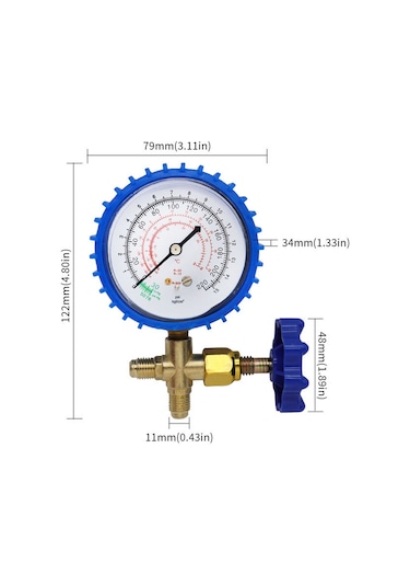 Youtek Otomatik Ve Ev Klimaları İçin Yüksek Basınçlı Teklü Manometre, R22/r134/r404 Uyumlu, Soğutma Sistemi Bakımı Ve Soğutucu Doldurma Aracı
