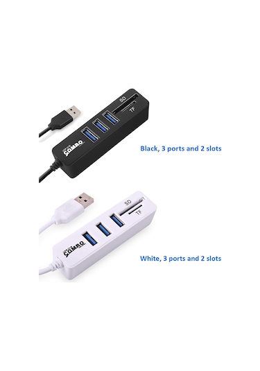 Springsun Usb 2.0 5 Port Hub İle Sd/tf Kart Okuyucu Kombinasyonu, 480 Mbps Hızlı Veri Transferi, Plug & Play, Taşınabilir Siyah Abs Hub