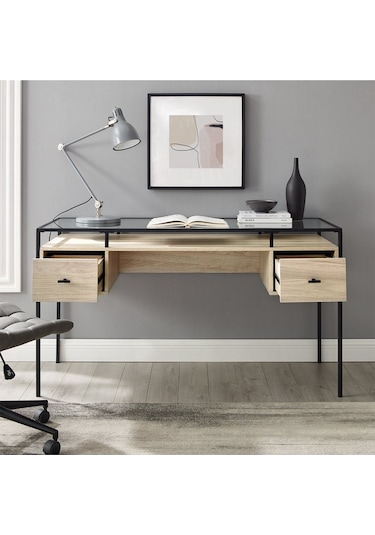 Gianna Siyah Metal Çalışma Masası Kahve