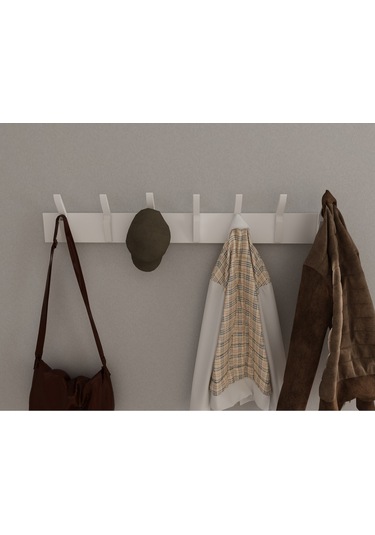 Hepsi3boyutlu Modern Duvar & Kapı Kanca Askılık - 7 Adet Beyaz Kanca Askılık - Model No : 3 Beyaz
