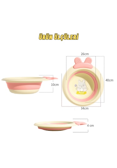 Katlabilir Yenidoğan Bebek Ve Çocuk Banyo Yıkama Kovası Pembe