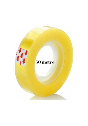 1 Paket Şeffaf Para Bandı 50 Metre 12'li