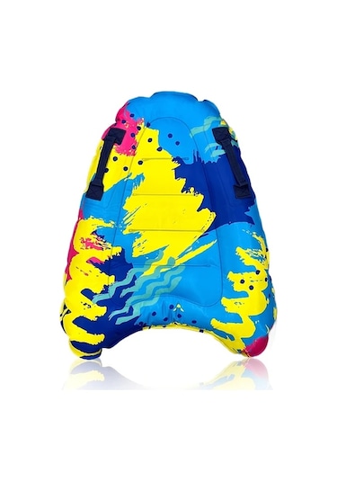 Honeybeeshop 1 Adet Çok Renkli Çocuk Sörf Tahtası Tutma Sapı İle Taşınabilir Dayanıklı Polimer Plaj Sörfü Ve Yüzme İçin İdeal Mavi Sarı Çizgili Tasarım