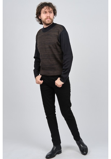 Haki Triko Erkek Yarım Balıkçı Yaka Desenli Kazak 60872013 Lacive Lacivert