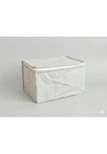 4'lü Gri Çizgili Çorap Hurcu Çok Amaçlı Dolap Içi Ve Çekmece Içi Düzenleyici 29x24x17 Cm Gri - Beyaz