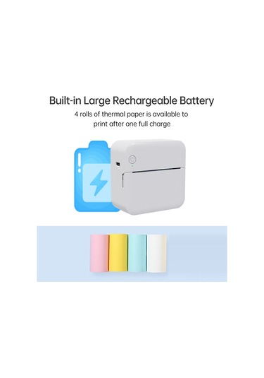 Padalink P7 Mini Termal Yazıcı 57mm, Bluetooth İle Bağlanabilir, Siyah-beyaz Baskı, Not/resim/yazı Yazdırır, 1000mah Pil, Pembe