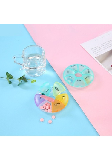 Su Geçirmez Haftalık Hap Kutusu Taşınabilir 7 Günlük Haftalık Seyahat Hap Kutusu Renkli Kullanışlı Hap Dağıtıcı Vitnler G Stili