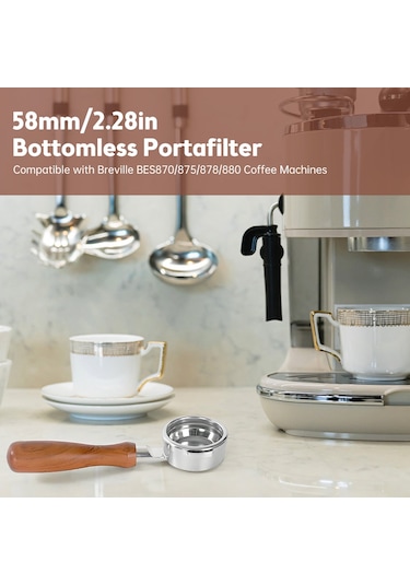 58mm Dipsiz Portafilter 2 Kulaklı Expresso Dipsiz Çıplak Kahverengi Kahverengi