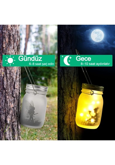 Güneş Enerjili Mason Kavanoz Işığı Su Geçirmez Led Dekoratif Fener İç Ve Dış Mekan Kullanımı