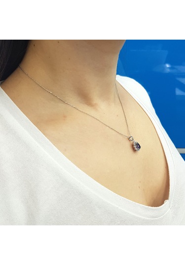 Lova Pırlantalı Damla Ametist Kolye - 2070023