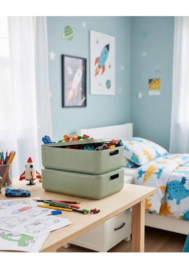 Okyanus Home Linea Smart Box Yeşil 4,5 Lt 2 Adet Kapaklı Çok Amaçlı Saklama Kutusu Yeşil