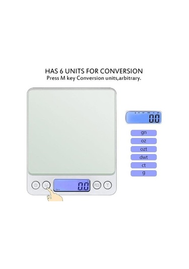 Buffer Dijital Hassas Mutfak Terazisi Hassas Tartı 2000 Gr/01 Gr Hassasiyet Açık Gri