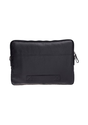 Bloomsleeve Leeds 16" Obsidian Black Hakiki Deri Laptop & Tablet Kılıfı Siyah