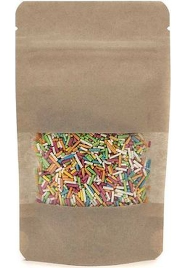 Pencereli Kraft Kilitli Doypack Ambalaj 8,5 X 14,5 + 2,5 Cm. 50 Gr. -50 Adet