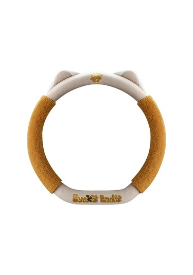 Xianwen Cbtx 38cm Peluş Direksiyon Kılıfı Sevimli Kedi Kaymaz Sarı