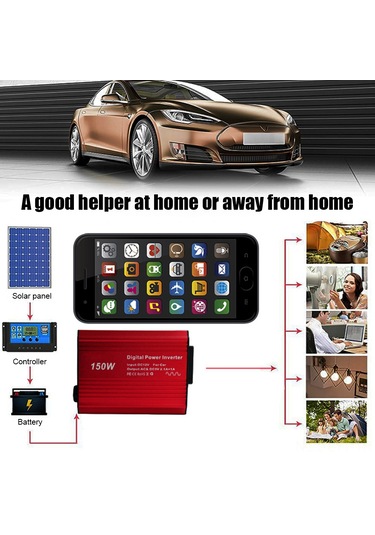 Youtek 12v'den 220v'ye 150w Oto İçin İnverter, Usb Ve Type-c Hızlı Şarj, Tam Koruma, Alüminyum Kasa - Es-154c Avrupa Standartı