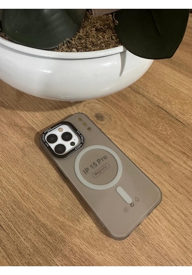 15 Pro Magsafe Destekli Kenar Korumalı Slikon Kılıf Gri