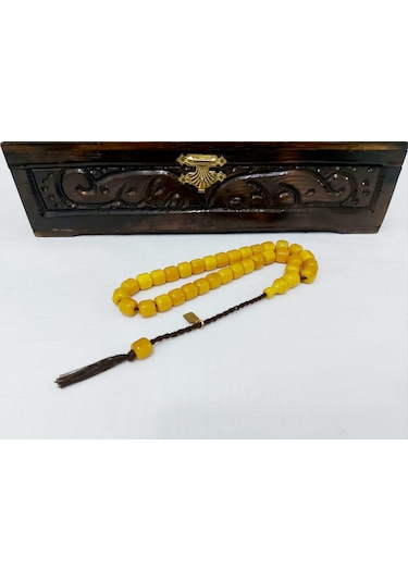 Omari Usta Havşalı Fıçı Kesim Sıkma Kehribar Tesbih 9x9