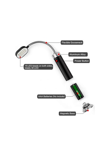 Yunboo 15led Fırın Işığı 360 Derece Ayarlanabilir Sürekli Mıknatıslı Çalışma Işığı Taşınabilir Kamp Işığı Siyah Çok Renkli