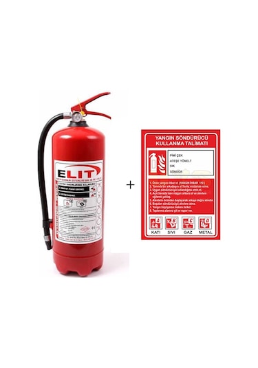 Elit Yangın ve Güvenlik Sistemleri Köpüklü Yangın Söndürme Tüpü 6 KG ve Yangın Söndürücü Kullanım Kılavuzu
