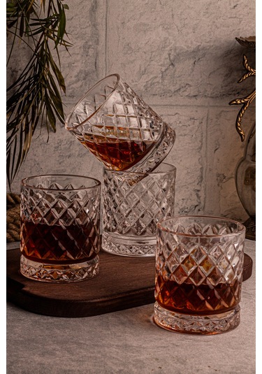 Snippy Madrid - 4'lü Cam Bardak 250 Ml El Yapımı Meşrubat Bardağı