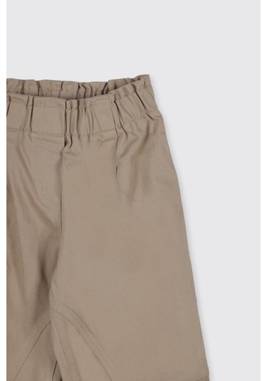 Panço Kız Çocuk Beli Lastikli Pantolon Bej