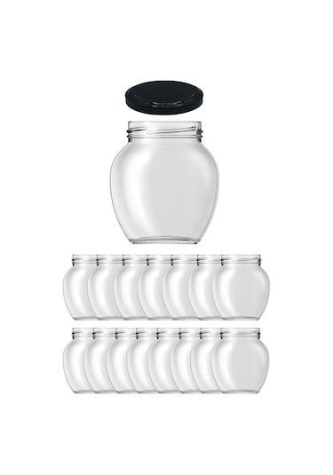 210 Ml Metal Siyah Kapaklı 210 Cc Cam Konserve Yumurta Kavanoz 15 Adet