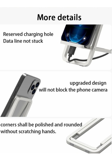 Cbtx Cep Telefonu Standı Katlanabilir Alüminyum Alaşımlı Ayarlanabilir Tutucu Masa İçin Telefon Tutucu - Gümüş