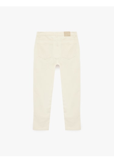 Koton Normal Bel Pamuklu Vintage Straight Fit Jean Pantolon Ekru 6sam40044nd