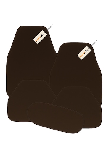 Araç Halı Paspas Takımı 5 Li Universal Uyumlu Kaymaz Koyu Kahverenk Oto Halı Paspas