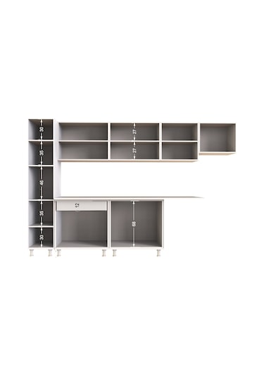 Tiiran Hazır Mutfak Dolabı Kiler Dahil -320cm-beyaz Laminat Tezgah Dahil-bulaşık Makinesi Yeri Mevcut Mürdüm