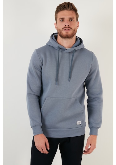 Buratti Regular Fit Kapüşonlu Kanguru Cepli Içi Tüylü Yumuşak Şardonlu Erkek Sweat 5905281 Koyu Gri