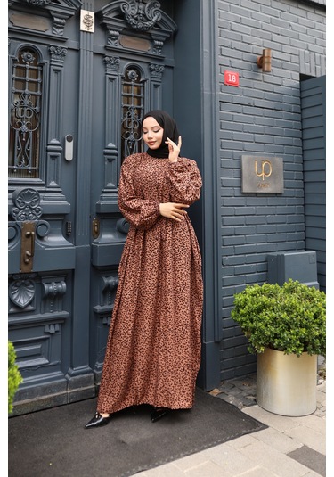 Kadın Kahve %100 Viskon Robalı Salaş Model Kuşaklı Battal Maxi Boy Tesettür Elbise Vbtl3324 Kahve