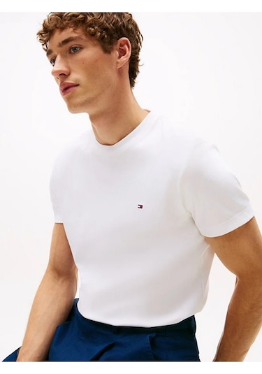 Tommy Hilfiger Mw0mw33202 Luxury Erkek Tişört Beyaz