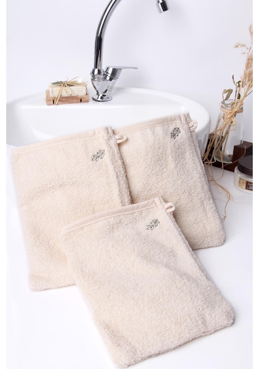 Baveno Home %100 Pamuk 3'lü Nakışlı Havlu Banyo Kesesi