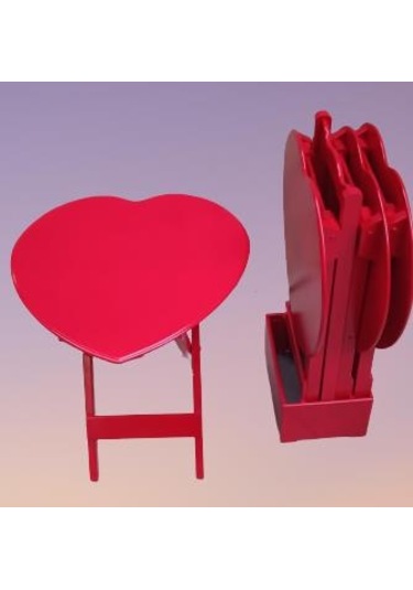 Zigon Sehpa Kalp ÇANTA Model MDF Torna İskelet Parlak Kırmızı Lake Boya  El Yapım