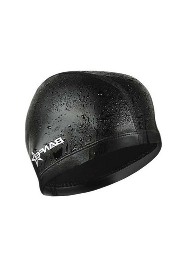 Dm Yetişkin Unisex Pu Kaplamalı Su Geçirmez Rahat Yüzme Bonesi Siyah Siyah