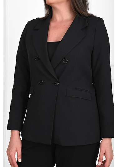 Kadın Astarlı Büyük Beden Blazer Ceket 0101-1 001