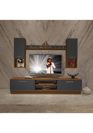 Decoraktiv Eko 5dab Mdf Dvd Tv Ünitesi Tv Sehpası Ceviz - Antrasit