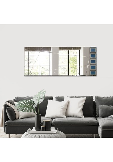 Decorıta Ayna - Tasarım Kanallı Ayna - 130Cm X 50Cm Çok Renkli