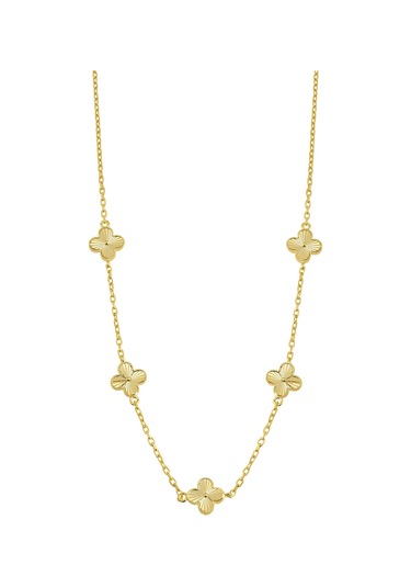 14k Altın Kaplamalı 925 Ayar Gümüş Kalemli Granada Saray Yoncaları Kolye - 23183601 Altın